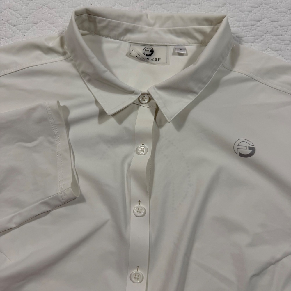 Foray Golf Wmn Long Sleeve Polo Shirt L Stretch Performance White Made in USA